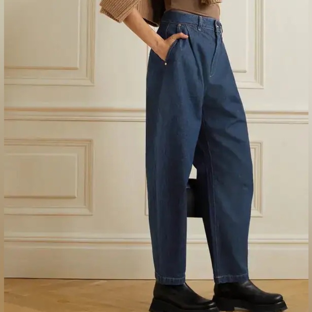 Goldsign Jarvis Pleated High Waist Tapered Denim Jeans Size 31